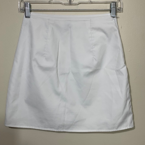 SHEIN White Mini Skirt XS US 2 Front Slit Bodycon Stretchy High Waist - Picture 6 of 7